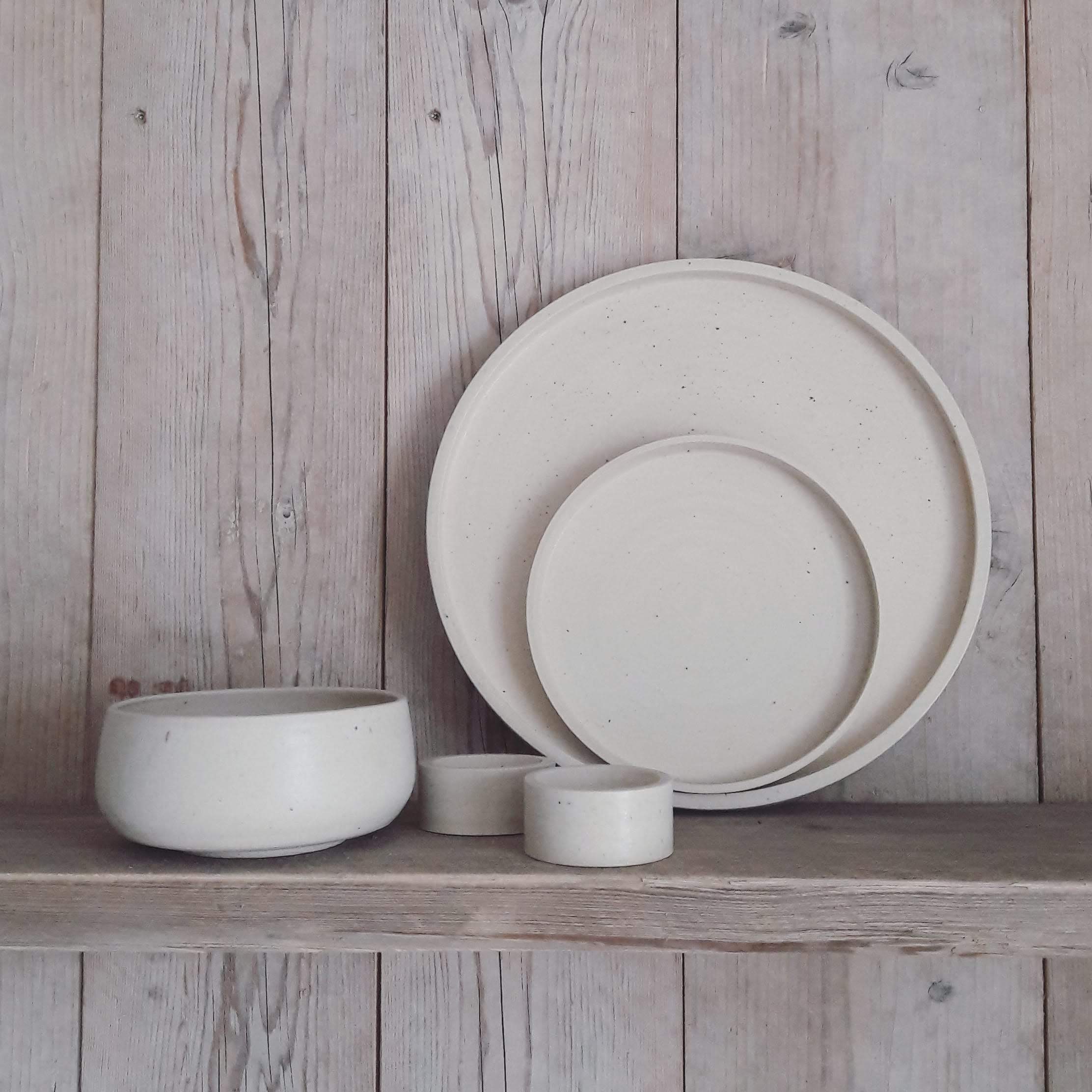 tableware in matte transparent glaze with soft speckle
